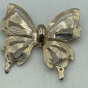 Vintage gold tone large butterfly brooch.